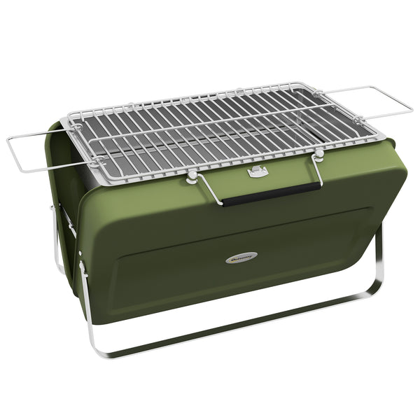 Tischgrill Mini Kohlegrill tragbar klappbar mit Ascheauffangschale grün