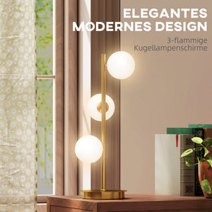 Tischlampe mit 3 Kugelschirmen G9 Fassung Messing