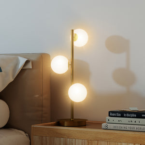 Tischlampe mit 3 Kugelschirmen G9 Fassung Messing