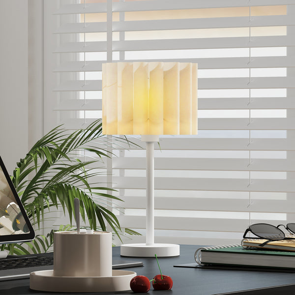 Tischlampe Nachttischlampe Retro mit Kunststoffschirm weiss
