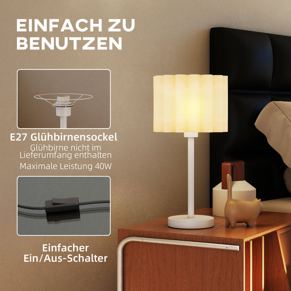 Tischlampe Nachttischlampe Retro mit Kunststoffschirm weiss