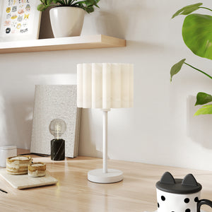 Tischlampe Nachttischlampe Retro mit Kunststoffschirm weiss