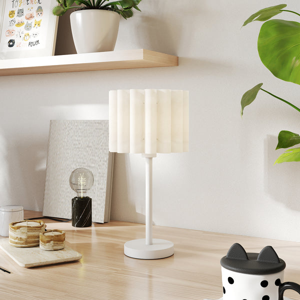 Tischlampe Nachttischlampe Retro mit Kunststoffschirm weiss