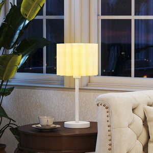 Tischlampe Nachttischlampe Retro mit Kunststoffschirm weiss