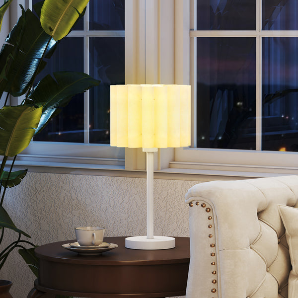 Tischlampe Nachttischlampe Retro mit Kunststoffschirm weiss