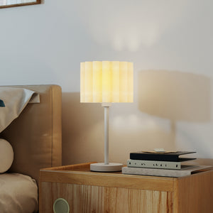 Tischlampe Nachttischlampe Retro mit Kunststoffschirm weiss