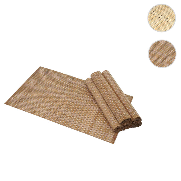 6-teiliges Tischset Bambus abwaschbar 45x30cm dunkelbraun