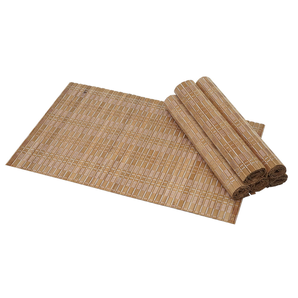 6-teiliges Tischset Bambus abwaschbar 45x30cm dunkelbraun