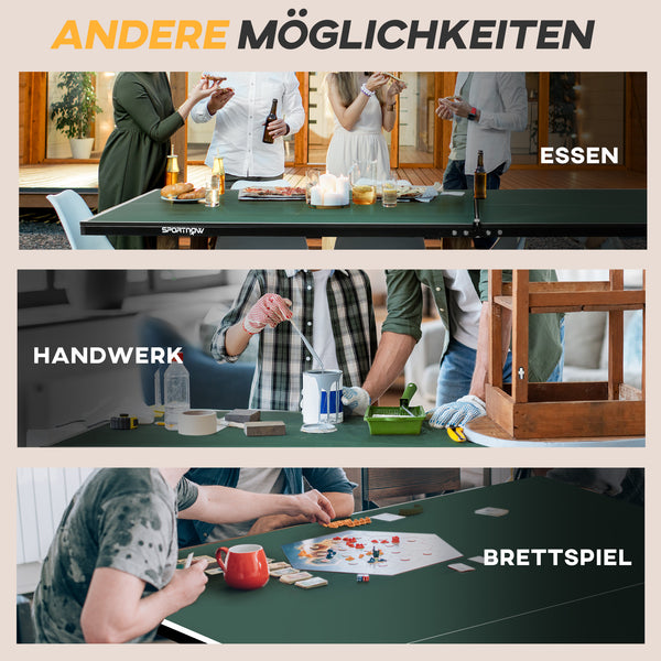 Tischtennisplatte klappbar mobil mit Schläger und Bällen grün