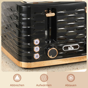 Toaster für 4 Scheiben mit Krümelfach und Funktionen schwarz