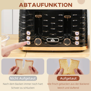 Toaster für 4 Scheiben mit Krümelfach und Funktionen schwarz