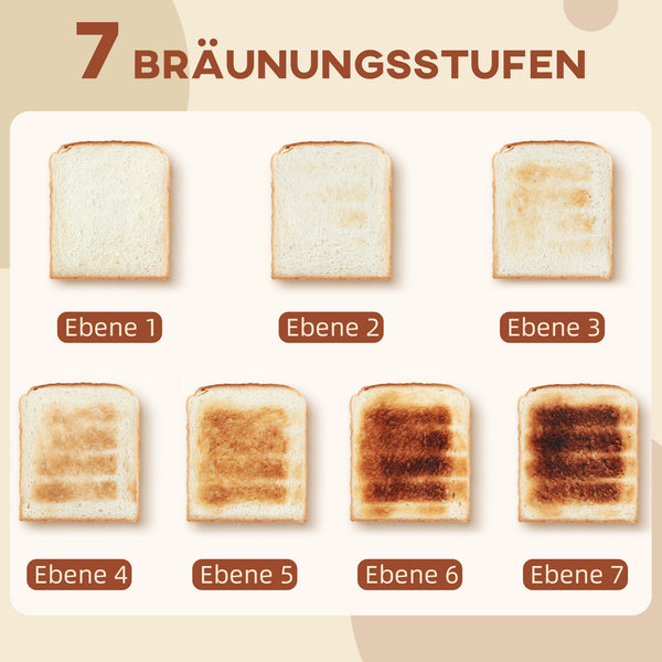 Toaster für 4 Scheiben mit Krümelfach und Funktionen schwarz