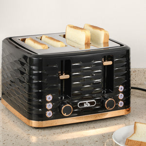 Toaster für 4 Scheiben mit Krümelfach und Funktionen schwarz