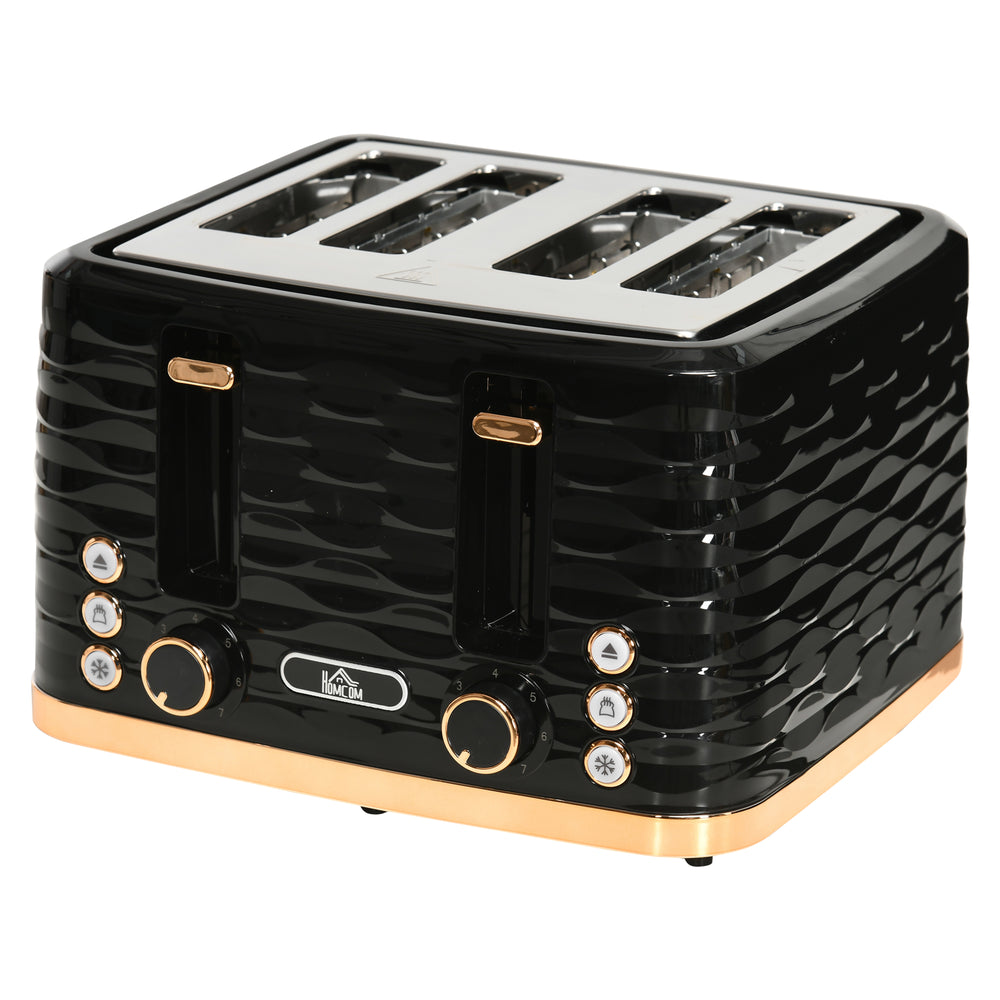 Toaster für 4 Scheiben mit Krümelfach und Funktionen schwarz