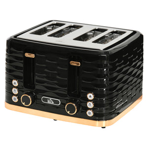 Toaster für 4 Scheiben mit Krümelfach und Funktionen schwarz