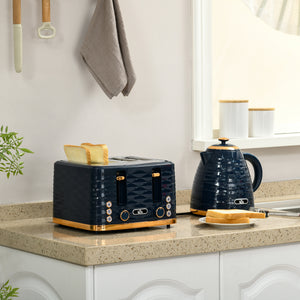 Toaster und Wasserkocher Set mit 7 Stufen und Auftaufunktion blau