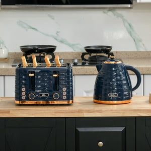 Toaster und Wasserkocher Set mit 7 Stufen und Auftaufunktion blau