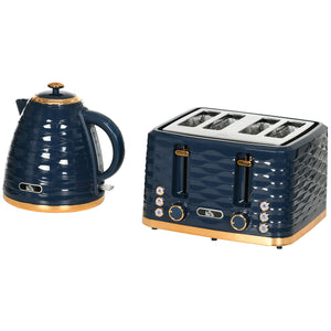 Toaster und Wasserkocher Set mit 7 Stufen und Auftaufunktion blau