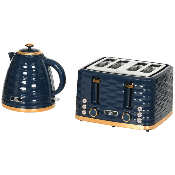 Toaster und Wasserkocher Set mit 7 Stufen und Auftaufunktion blau