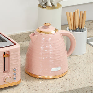 Toaster und Wasserkocher Set 2-in-1 mit 7 Stufen Auftaufunktion rosa