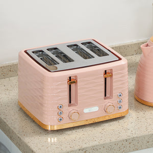 Toaster und Wasserkocher Set 2-in-1 mit 7 Stufen Auftaufunktion rosa