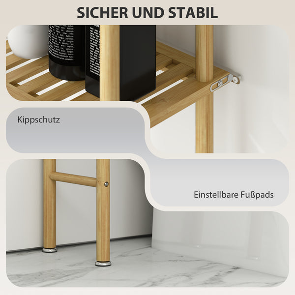 Toilettenregal Badezimmerregal platzsparend mit 3 Ebenen aus Holz
