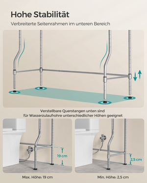 Étagère de toilette, étagère de salle de bain à 4 niveaux, grise