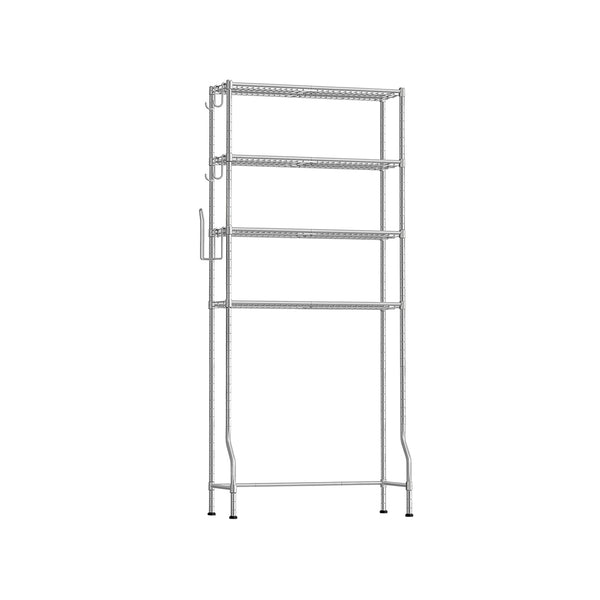 Étagère de toilette, étagère de salle de bain à 4 niveaux, grise
