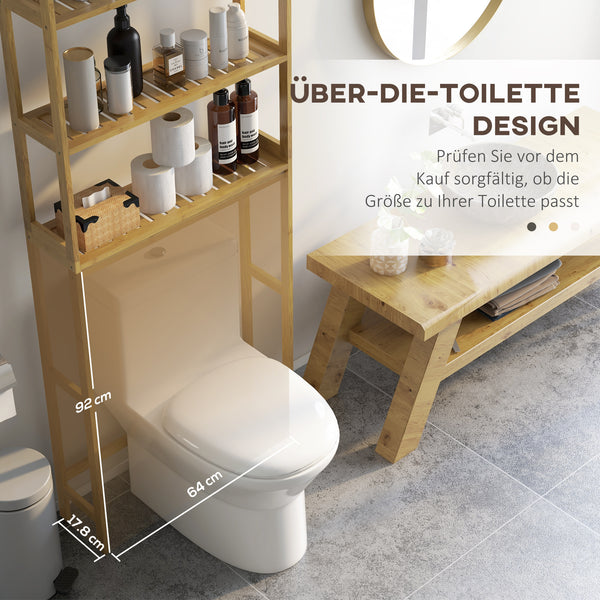 Toilettenregal Badregal 3-stöckig platzsparend Kippschutz Bambus