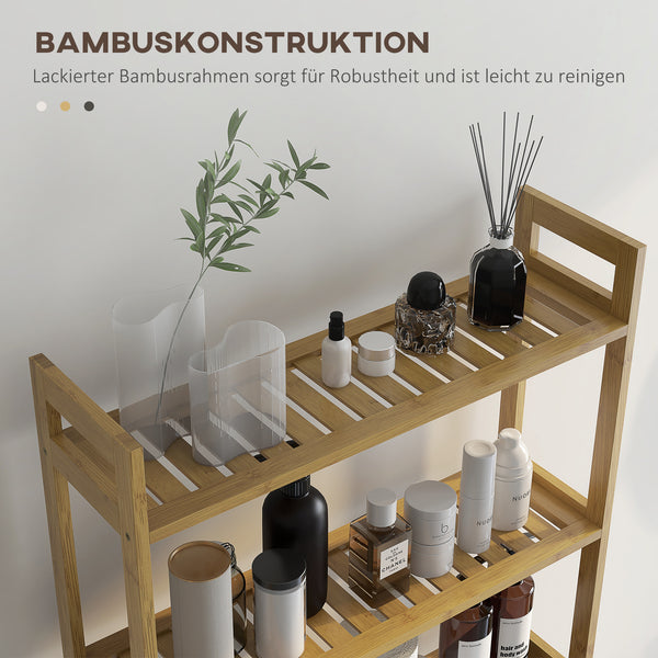 Toilettenregal Badregal 3-stöckig platzsparend Kippschutz Bambus
