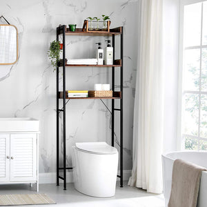 Étagère de toilette à 3 niveaux, marron