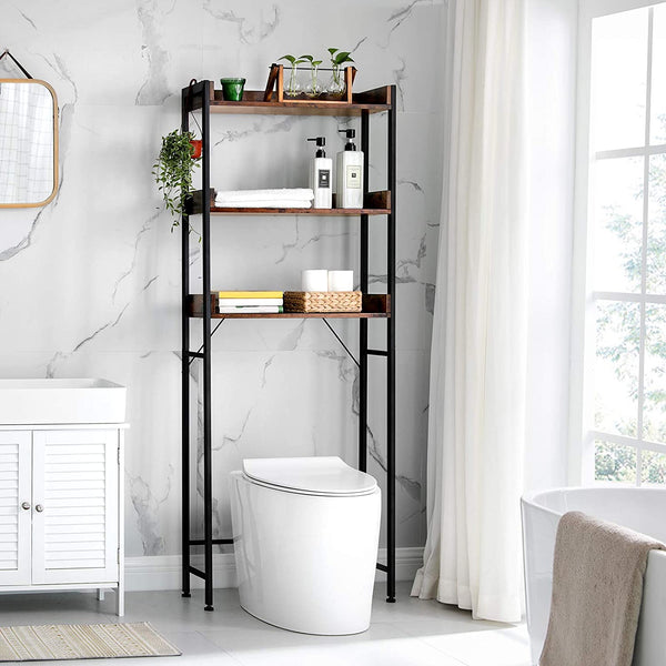 Étagère de toilette à 3 niveaux, marron