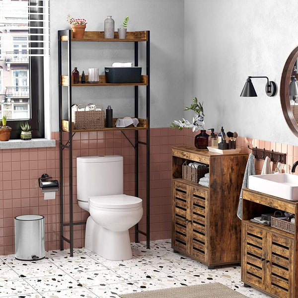 Étagère de toilette à 3 niveaux, marron