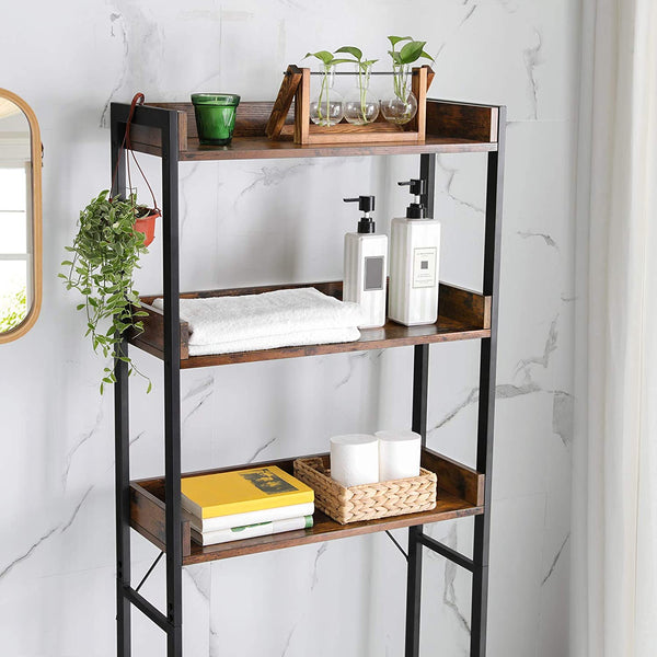 Étagère de toilette à 3 niveaux, marron