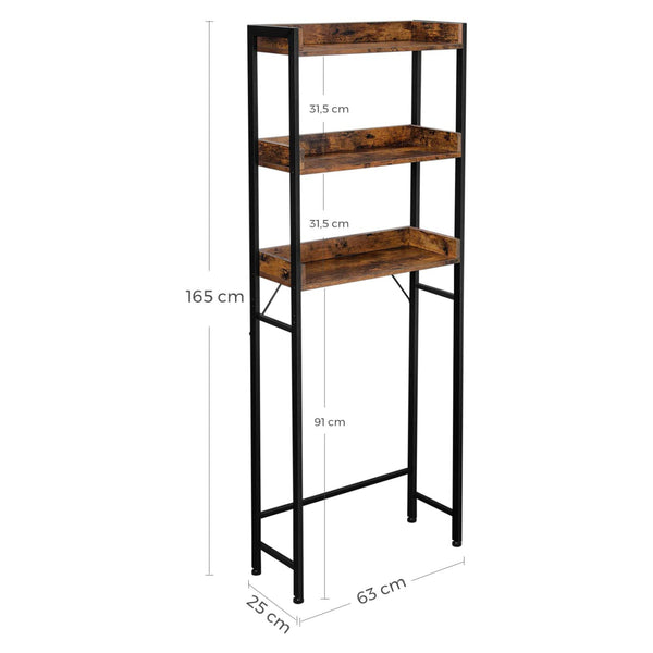 Étagère de toilette à 3 niveaux, marron