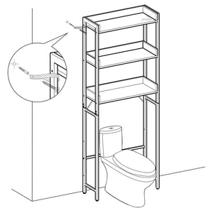 Étagère de toilette à 3 niveaux, marron