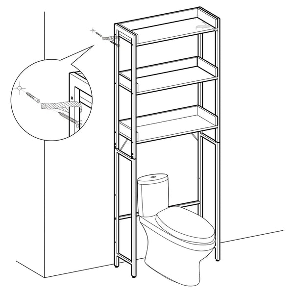 Étagère de toilette à 3 niveaux, marron