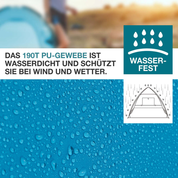 TOM Pop-Up Strandmuschel für 3 Personen mit UV-Schutz 50+ & Tasche