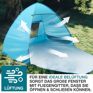 TOM Pop-Up Strandmuschel für 3 Personen mit UV-Schutz 50+ & Tasche