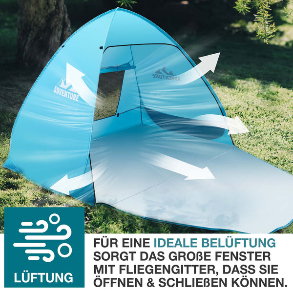 TOM Pop-Up Strandmuschel für 3 Personen mit UV-Schutz 50+ & Tasche