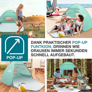 TOM Pop-Up Strandmuschel für 3 Personen mit UV-Schutz 50+ & Tasche
