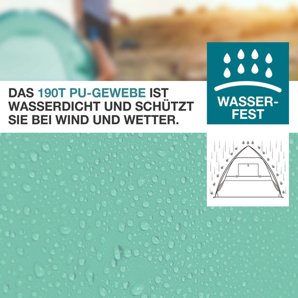 TOM Pop-Up Strandmuschel für 3 Personen mit UV-Schutz 50+ & Tasche