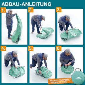 TOM Pop-Up Strandmuschel für 3 Personen mit UV-Schutz 50+ & Tasche