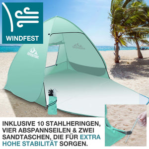 TOM Pop-Up Strandmuschel für 3 Personen mit UV-Schutz 50+ & Tasche