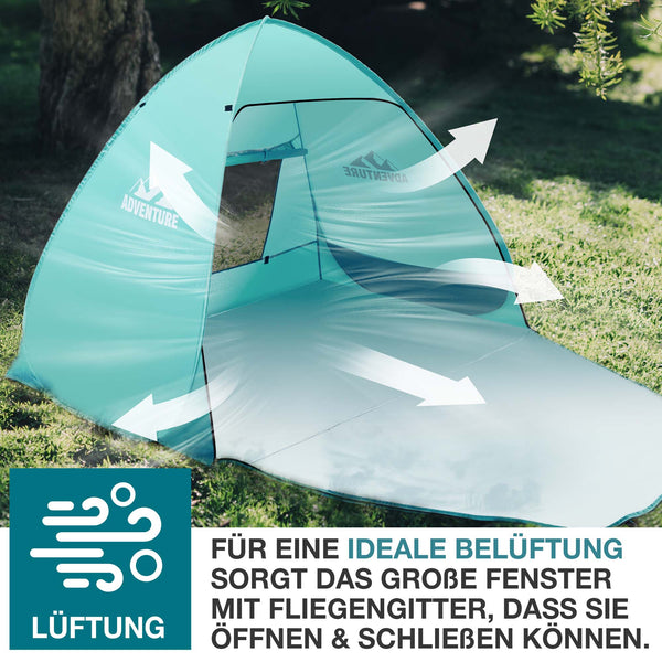 TOM Pop-Up Strandmuschel für 3 Personen mit UV-Schutz 50+ & Tasche