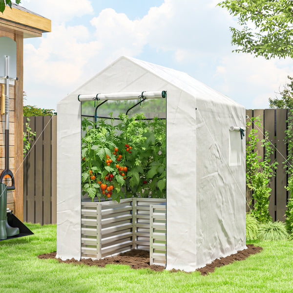 Tomatengewächshaus Foliengewächshaus mit Hochbeet und Rolltor