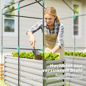 Tomatengewächshaus Foliengewächshaus mit Hochbeet und Rolltor