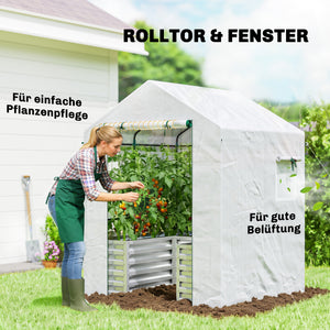 Tomatengewächshaus Foliengewächshaus mit Hochbeet und Rolltor