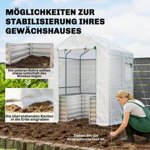 Tomatengewächshaus Foliengewächshaus mit Hochbeet und Rolltor