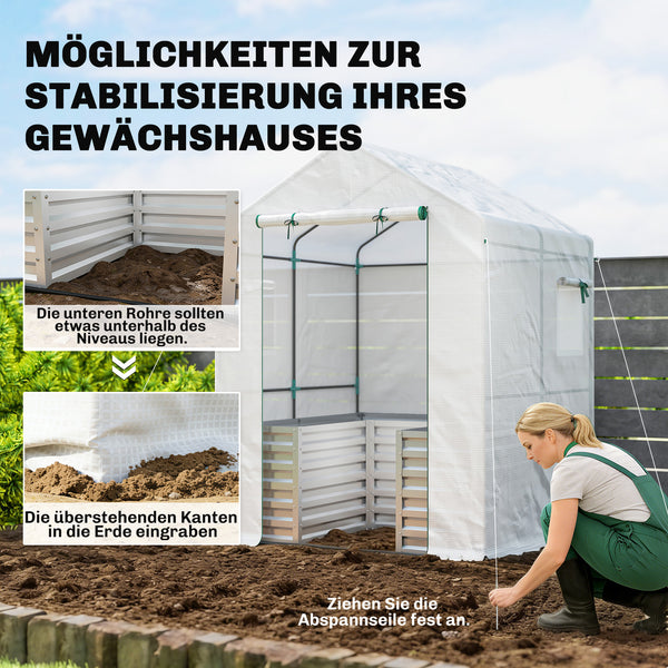 Tomatengewächshaus Foliengewächshaus mit Hochbeet und Rolltor
